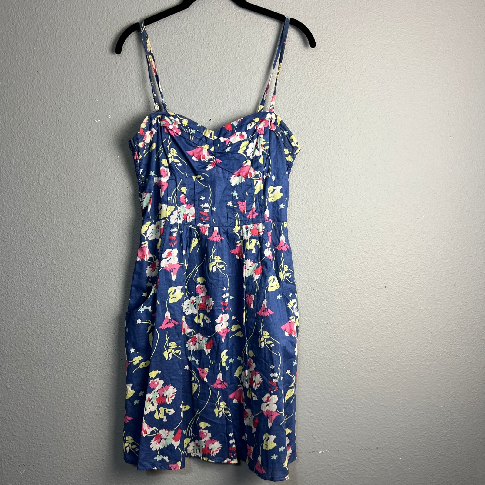 American Eagle Floral Sweetheard Summer Sundress Sleeveless Casual Pockets Sz 10